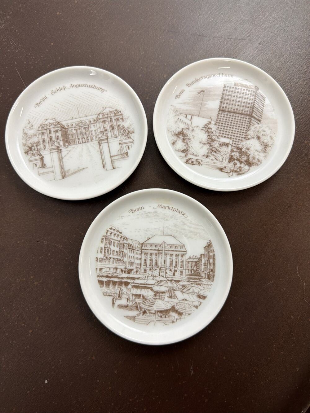 Vtg Furstenberg Porcelain Mini Plates Coasters Germany W/Building Landmarks Set